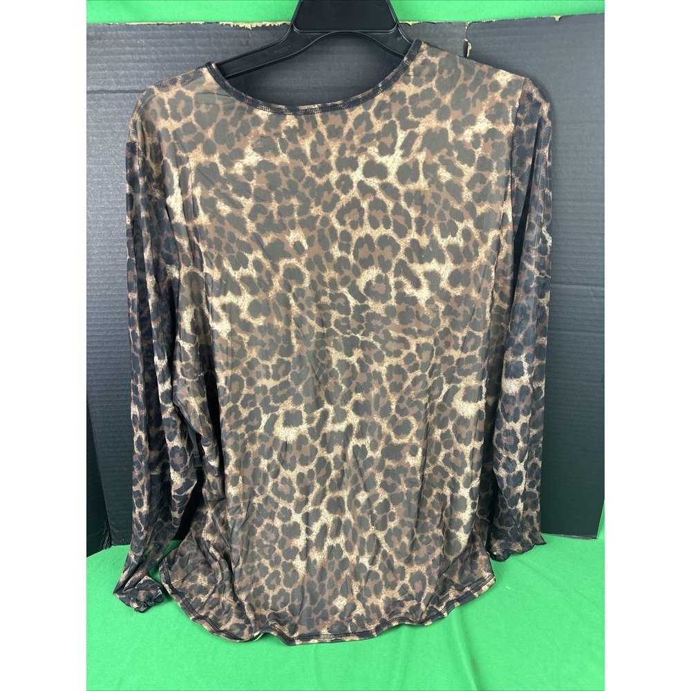 Edited by Remi Bader Women's Long Sleeve Mesh Top Size M Leopard Print - Picture 7 of 7